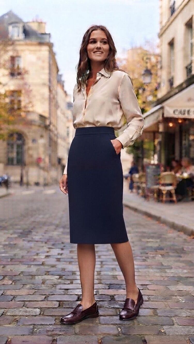 Vintage Christian Dior Separates Navy Blue Midi Skirt Size 8 Pleated High Waist